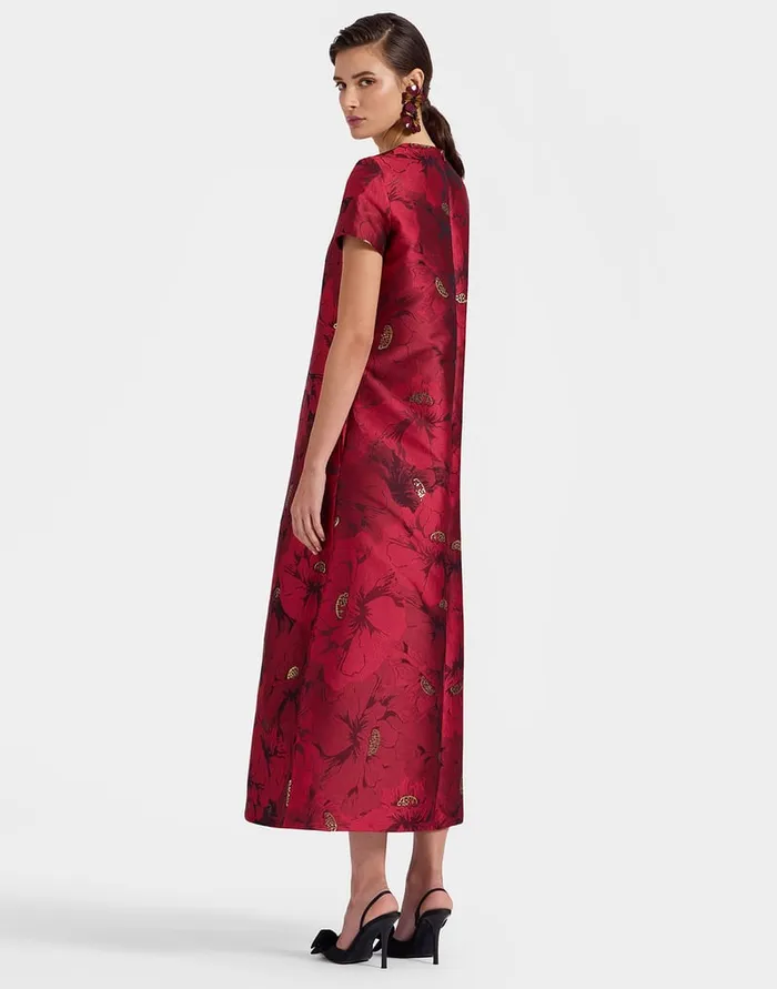 La Doublej Swing Dress Ruby Red In Jacquard Women Dresses