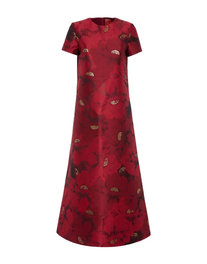La Doublej Swing Dress Ruby Red In Jacquard Women Dresses