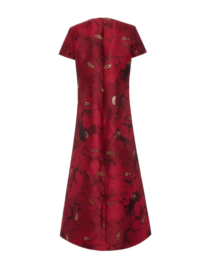La Doublej Swing Dress Ruby Red In Jacquard Women Dresses