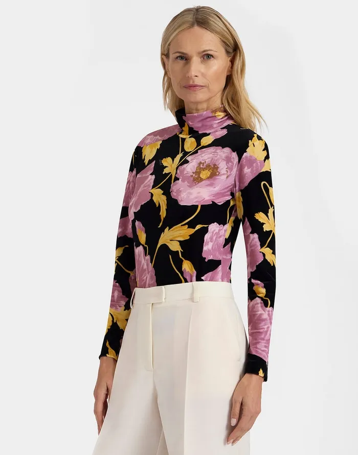 La Doublej Turtleneck Sylph Black In Velvet Stretch Women Shirts and Tops