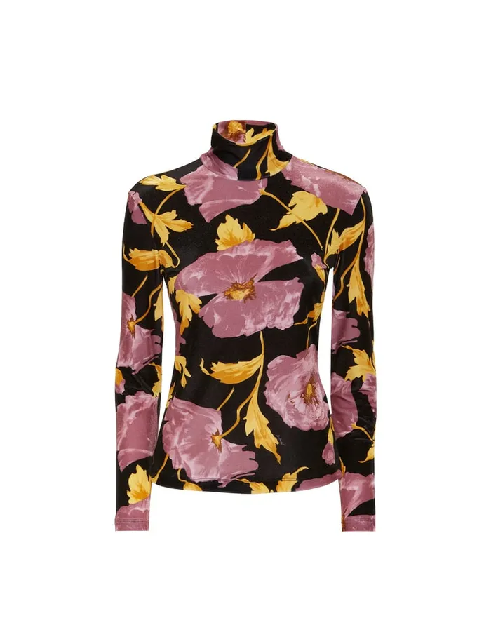 La Doublej Turtleneck Sylph Black In Velvet Stretch Women Shirts and Tops