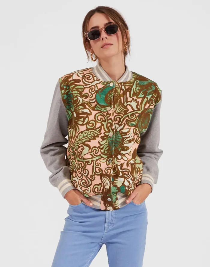 La Doublej Varsity Bomber Anemone Pink In Jersey Harvey Women TShirts and Sweatshirts