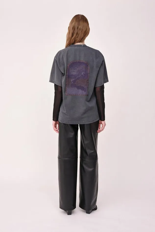 LA Print Fallen 8211 Washed Black WomenMen Won Hundred Tops and Tshirts