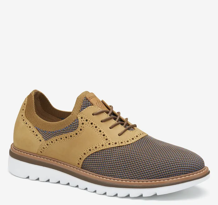 LaceUps Johnston and Murphy Men Braydon Knit Saddle Tan Multi KnitTan Full Grain
