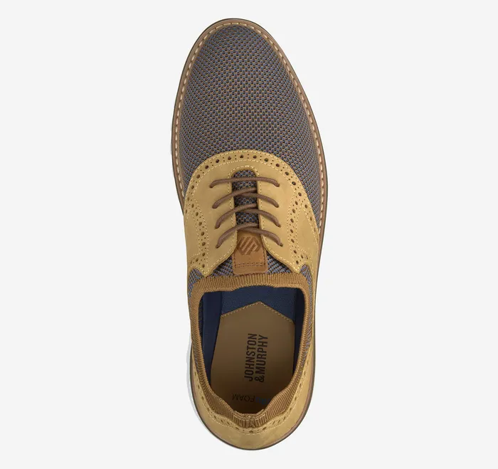 LaceUps Johnston and Murphy Men Braydon Knit Saddle Tan Multi KnitTan Full Grain