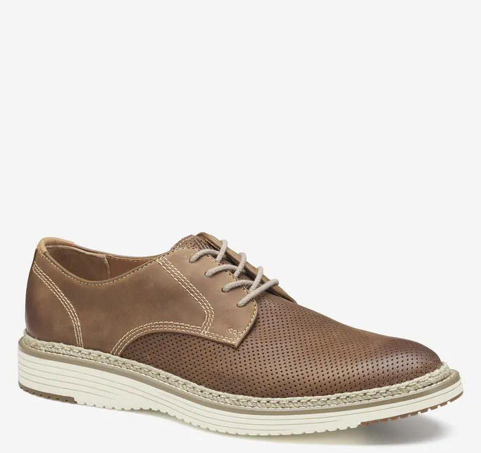 LaceUps Men Upton Perfed Plain Toe Brown Oiled Full Grain Johnston and Murphy
