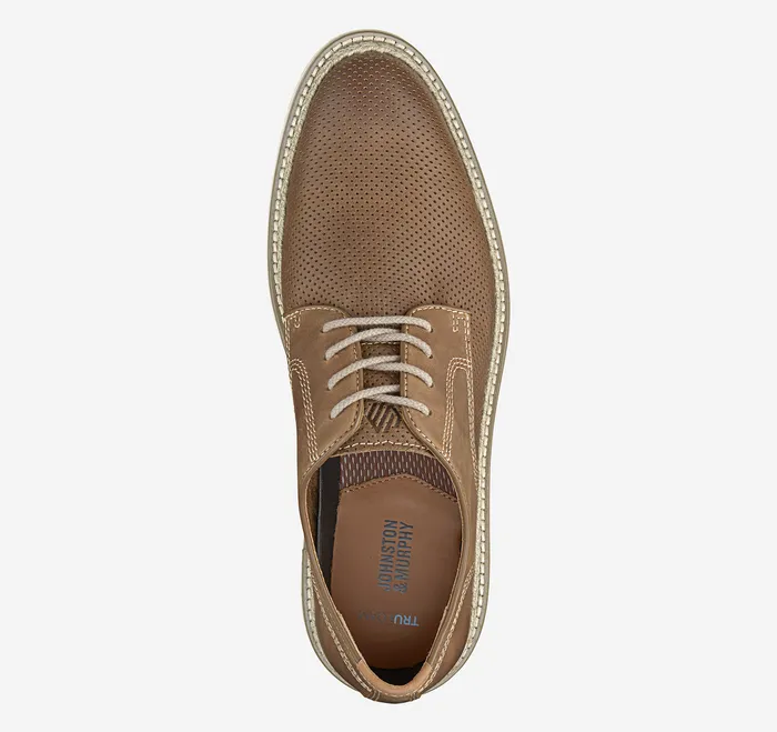 LaceUps Men Upton Perfed Plain Toe Brown Oiled Full Grain Johnston and Murphy