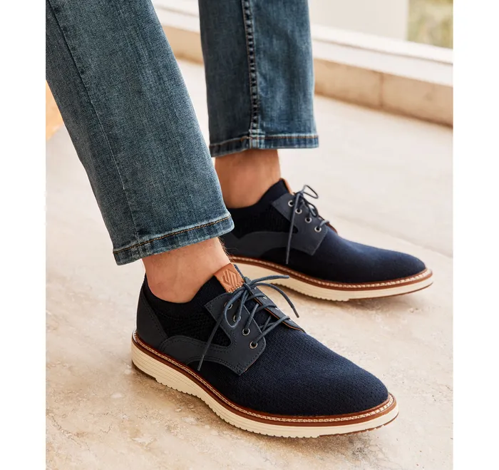 LaceUps Upton Knit Plain Toe Navy Knit 8211 Johnston and Murphy Men