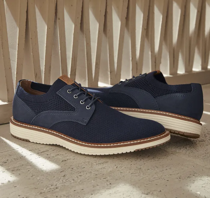 LaceUps Upton Knit Plain Toe Navy Knit 8211 Johnston and Murphy Men