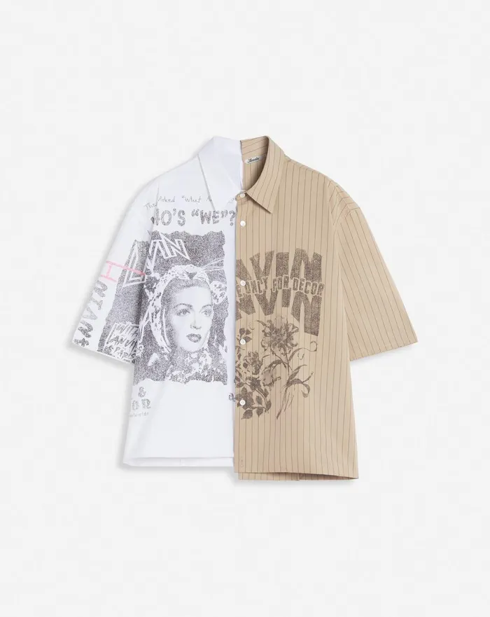 Lanvin X Future Asymmetrical Printed Shirt Off White Men Lanvin Shirts
