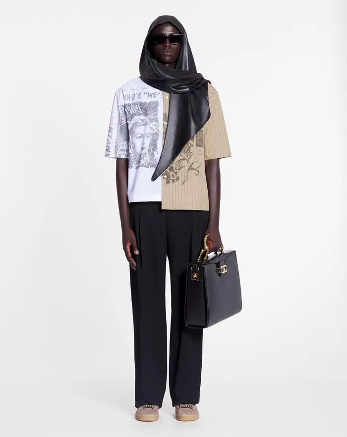 Lanvin X Future Asymmetrical Printed Shirt Off White Men Lanvin Shirts