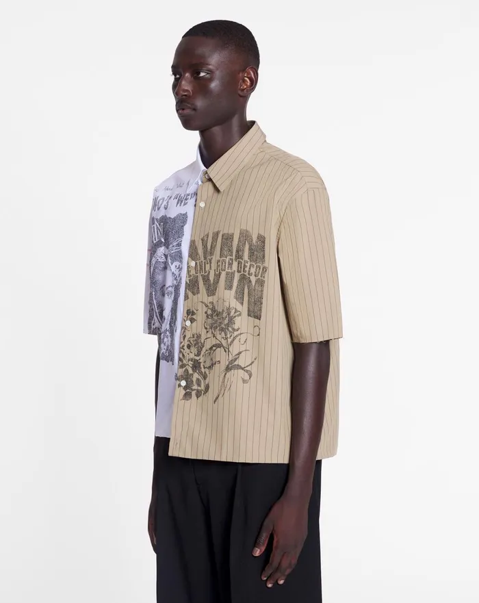 Lanvin X Future Asymmetrical Printed Shirt Off White Men Lanvin Shirts