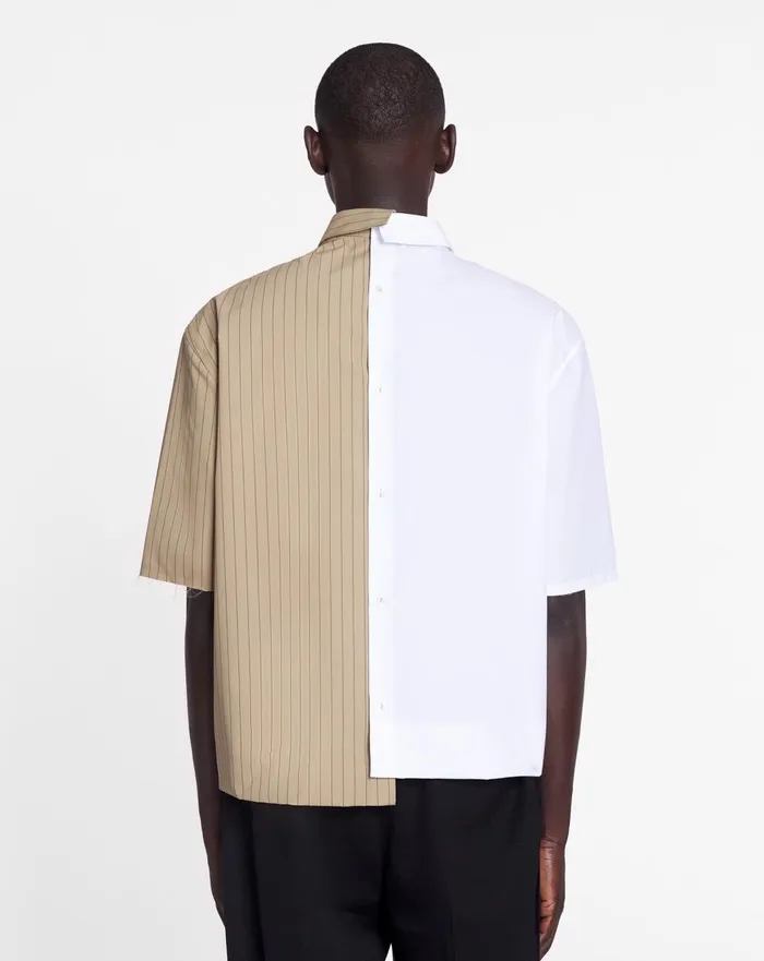 Lanvin X Future Asymmetrical Printed Shirt Off White Men Lanvin Shirts