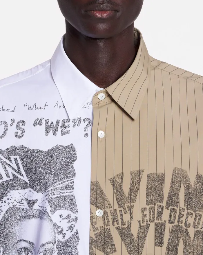 Lanvin X Future Asymmetrical Printed Shirt Off White Men Lanvin Shirts