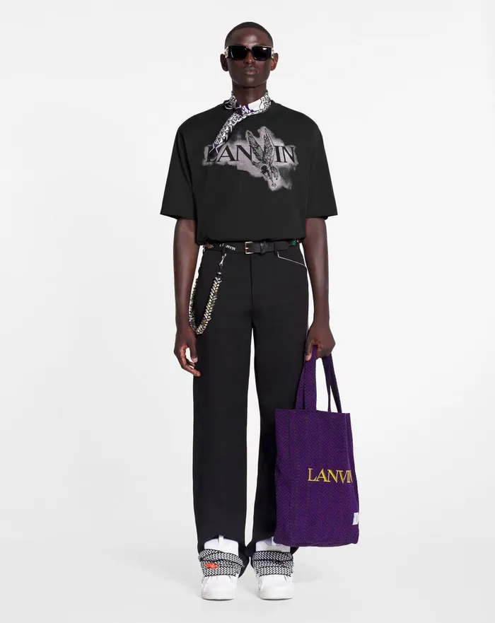 Lanvin X Future Classic Eagle Print Tshirt Black Men Lanvin Tshirts and Polos
