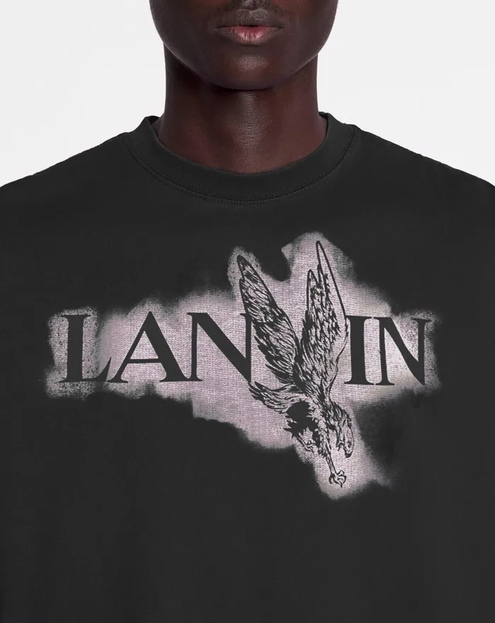 Lanvin X Future Classic Eagle Print Tshirt Black Men Lanvin Tshirts and Polos