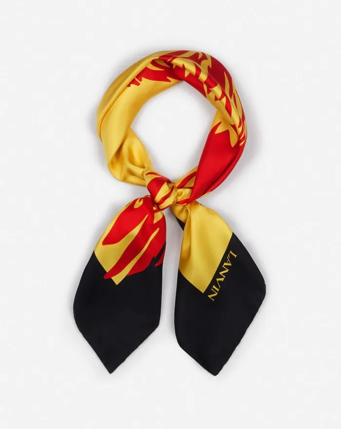 Lanvin X Future Printed Silk Eagle Scarf Cornbright Orange Men Lanvin Scarves