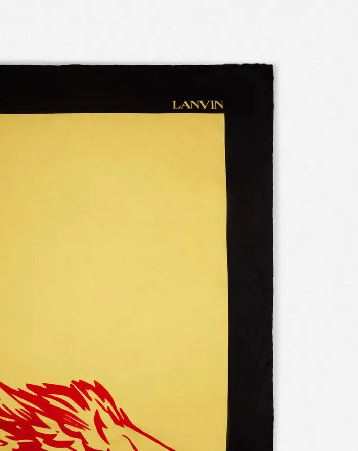 Lanvin X Future Printed Silk Eagle Scarf Cornbright Orange Men Lanvin Scarves