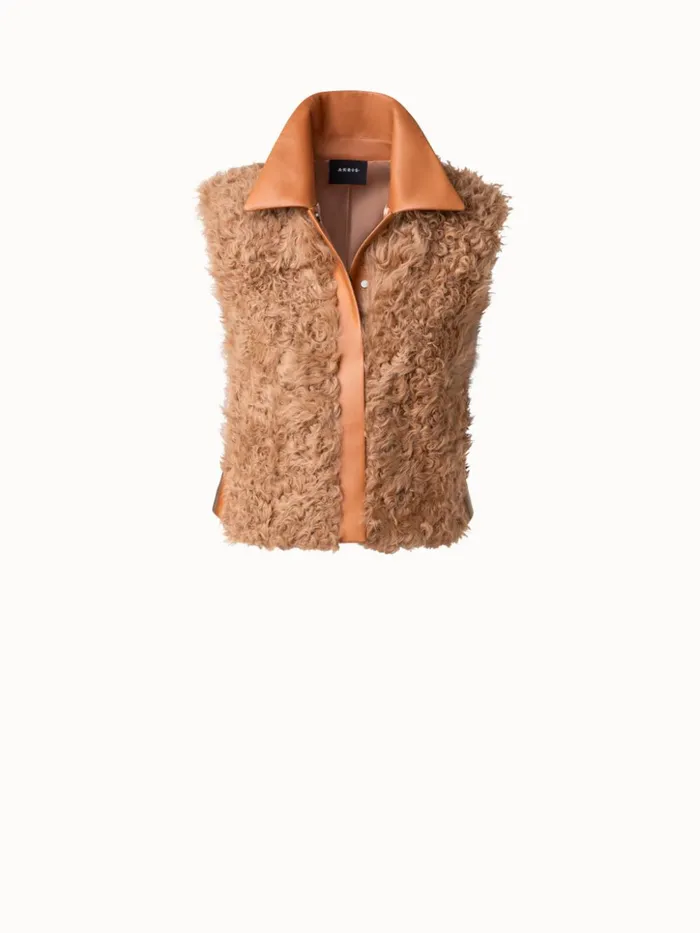 Leather And Fur Vest Vicuna Women Akris Jackets