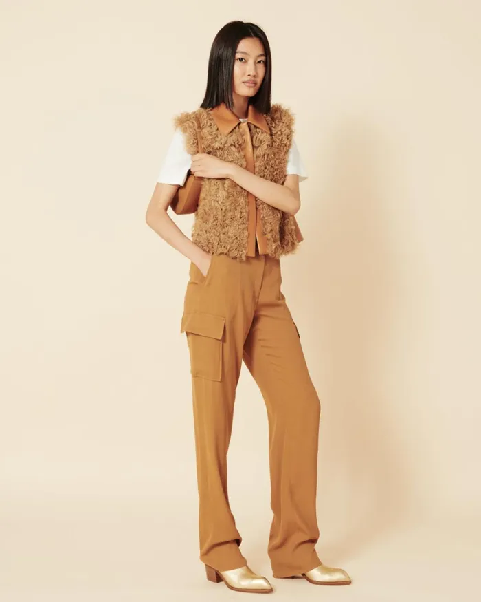 Leather And Fur Vest Vicuna Women Akris Jackets