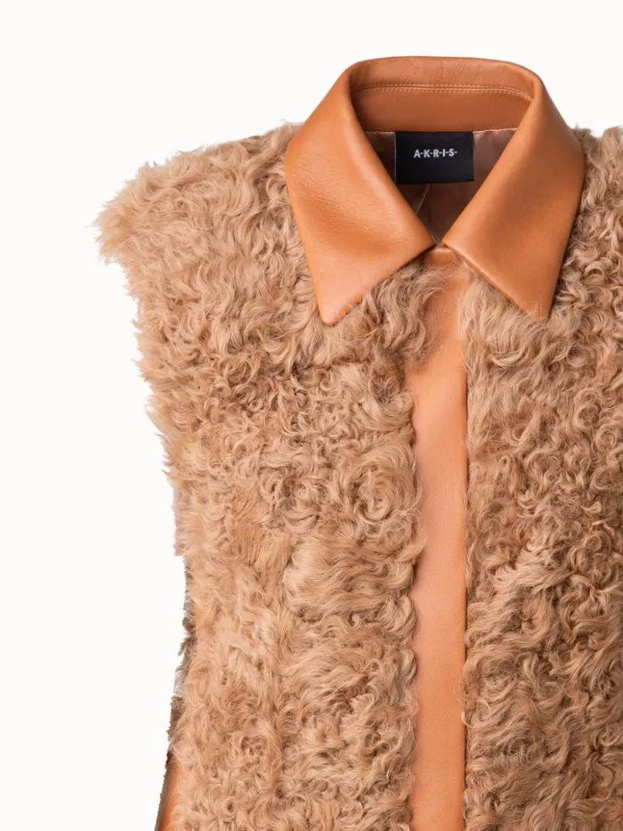 Leather And Fur Vest Vicuna Women Akris Jackets