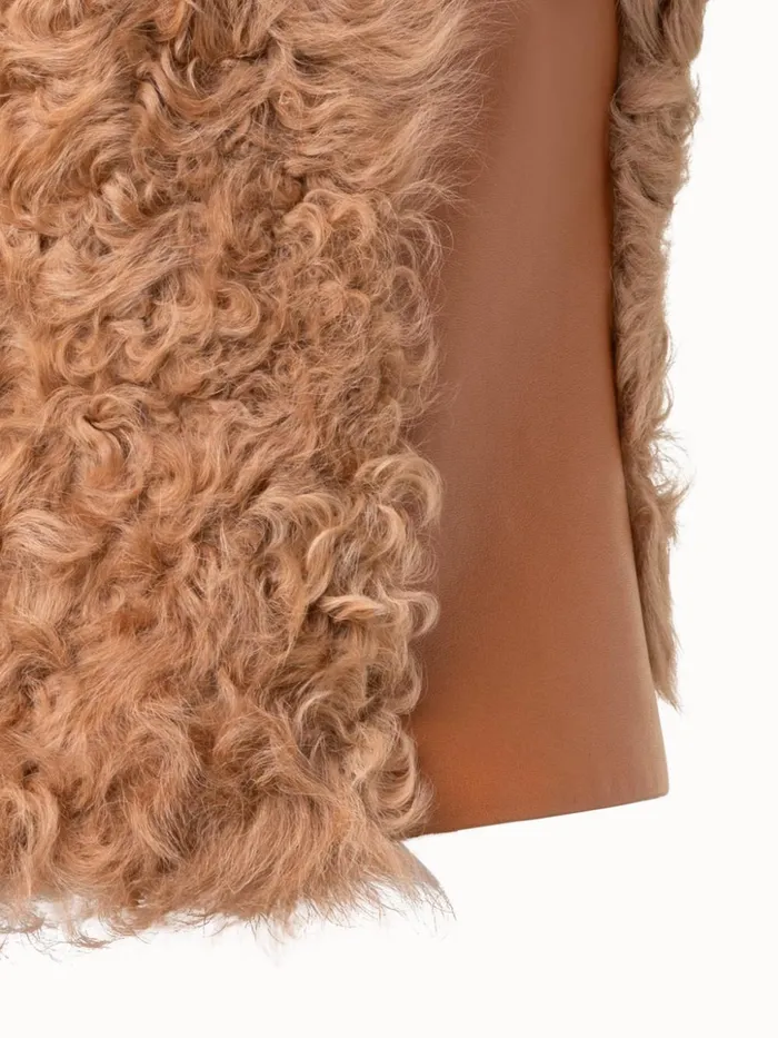 Leather And Fur Vest Vicuna Women Akris Jackets