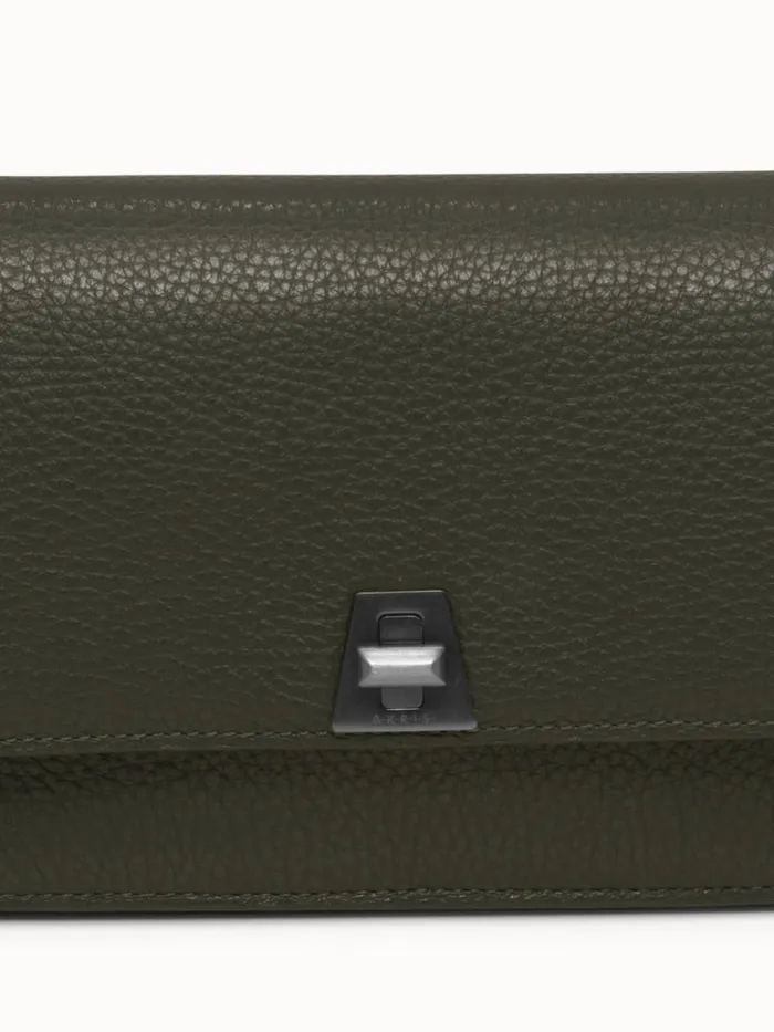 Leather Crossbody Envelope Clutch Olive Women Akris Mini Bags