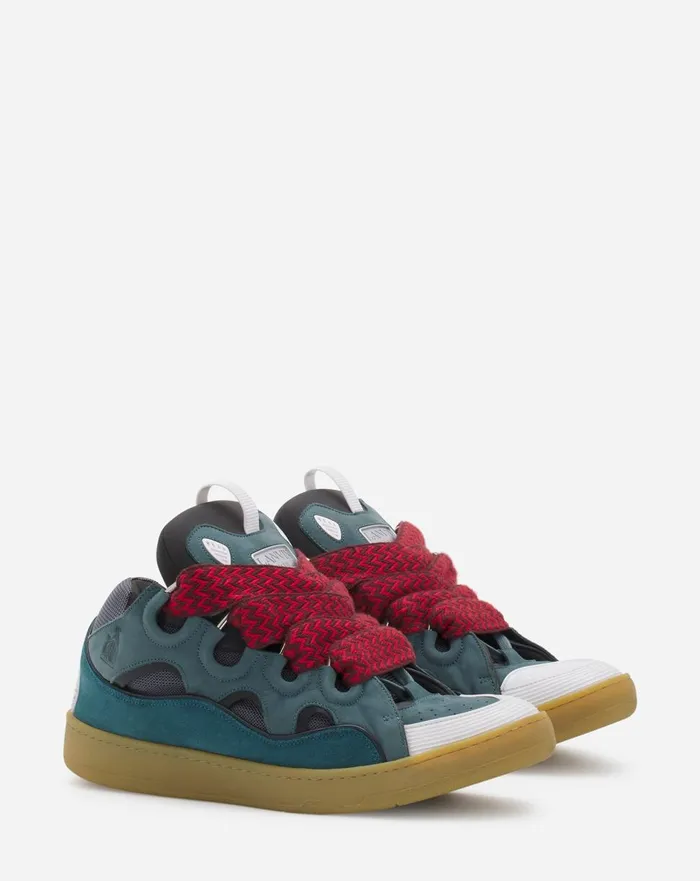 Leather Curb Sneakers Blue Men Lanvin Sneakers
