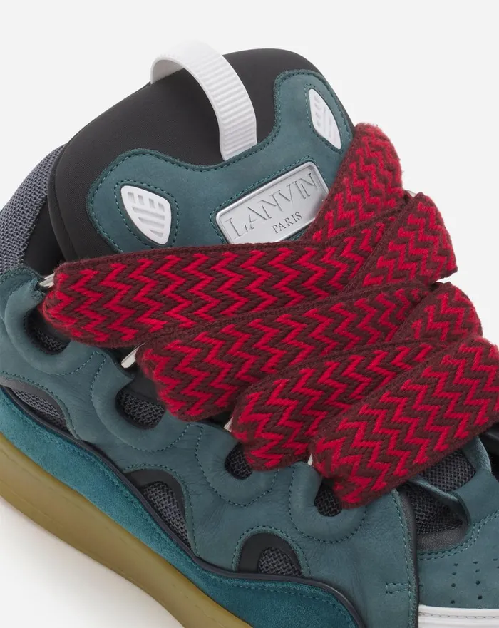 Leather Curb Sneakers Blue Men Lanvin Sneakers