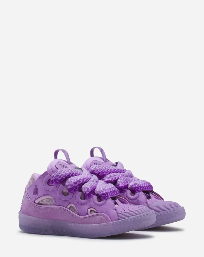 Leather Curb Sneakers Lilac Women Lanvin Curb