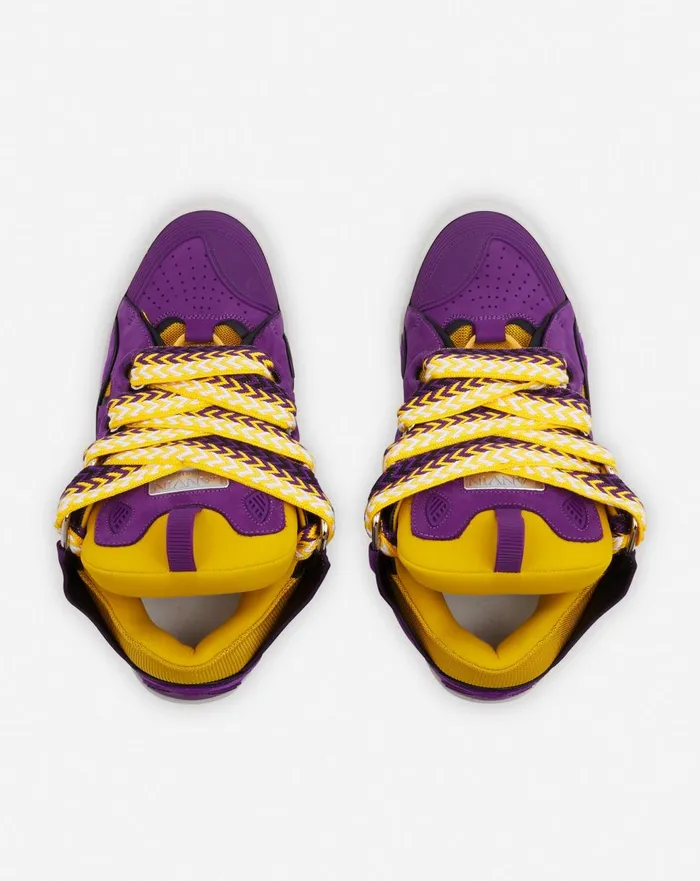 Leather Curb Sneakers Purpleyellow Men Lanvin Sneakers