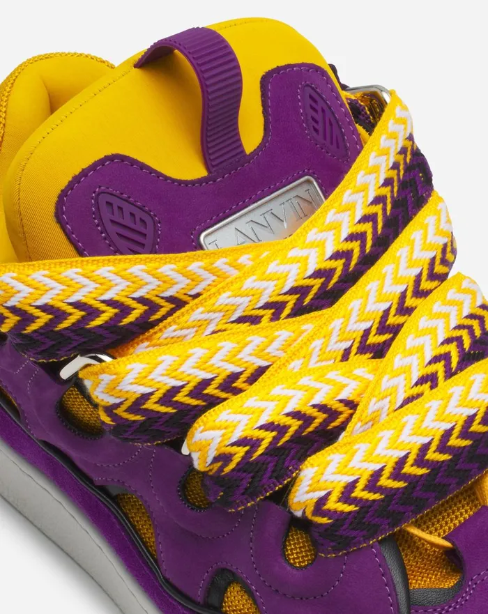 Leather Curb Sneakers Purpleyellow Men Lanvin Sneakers