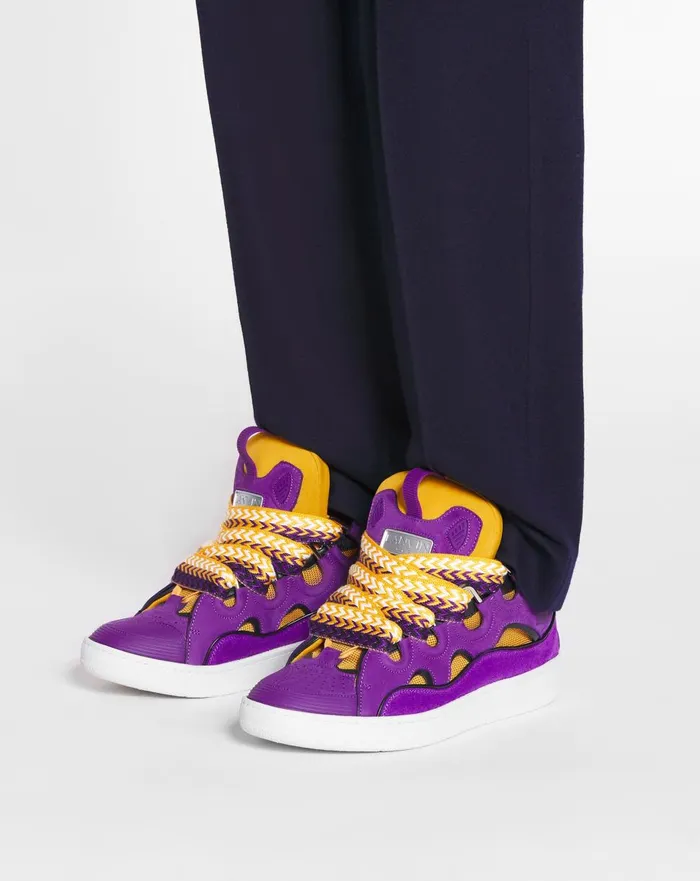Leather Curb Sneakers Purpleyellow Men Lanvin Sneakers