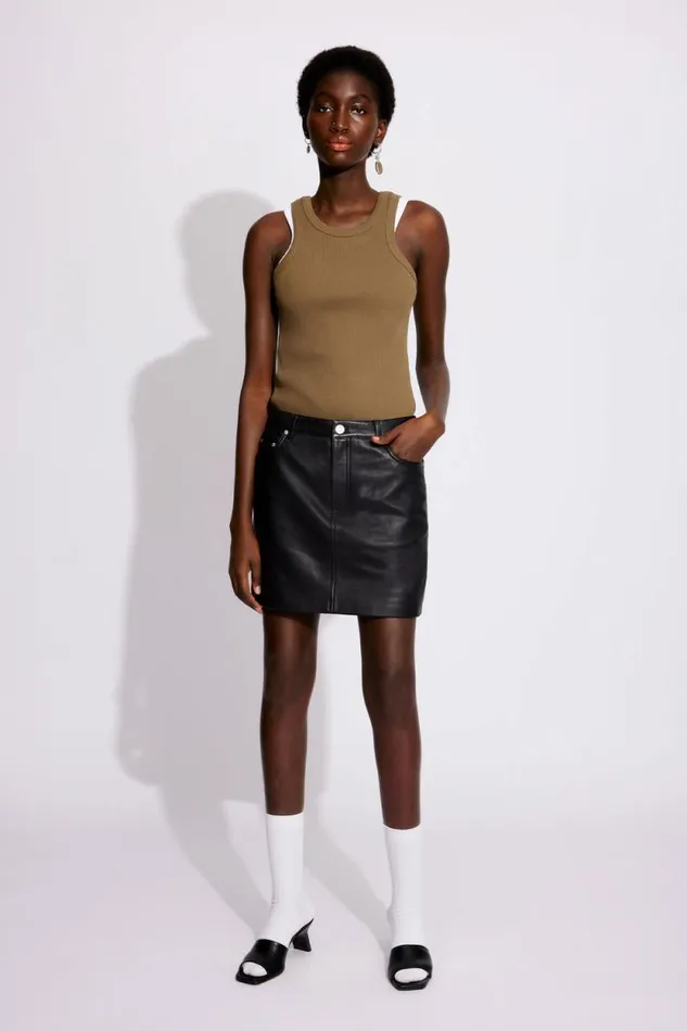 Liana Leather 8211 Black Women Won Hundred Skirts and Shorts