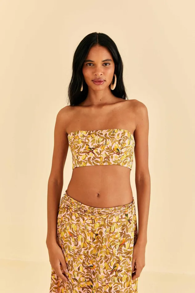 Light Pink Star Fruit Crop Top Women Farm Rio Crop Tops