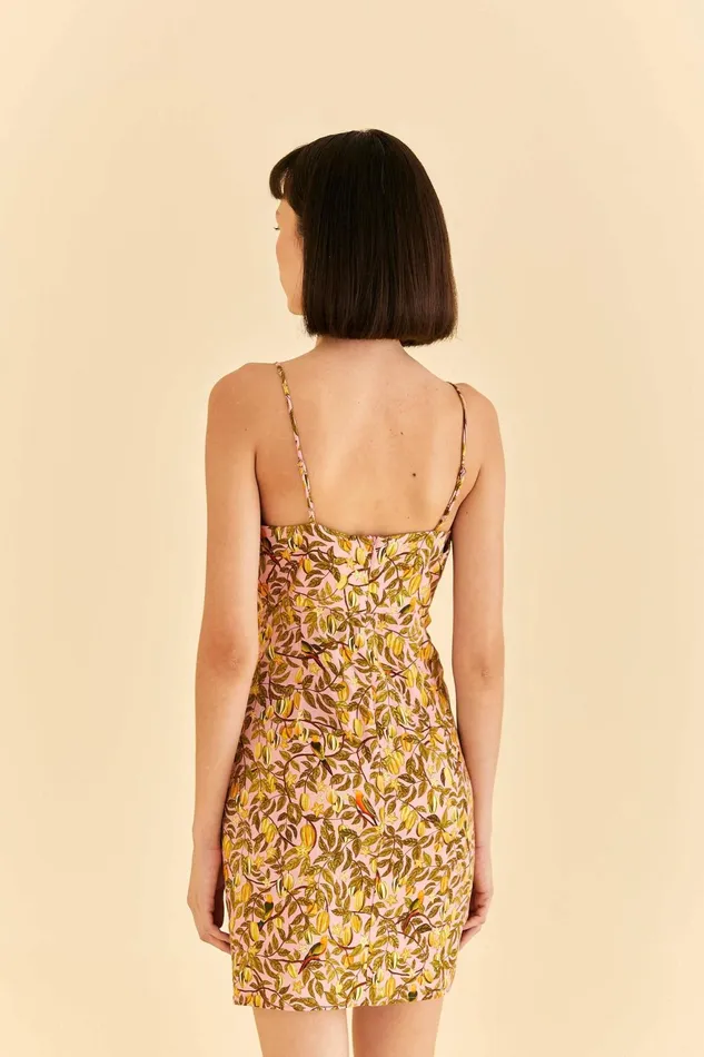 Light Pink Star Fruit Flower Mini Dress Women Farm Rio Mini Dresses