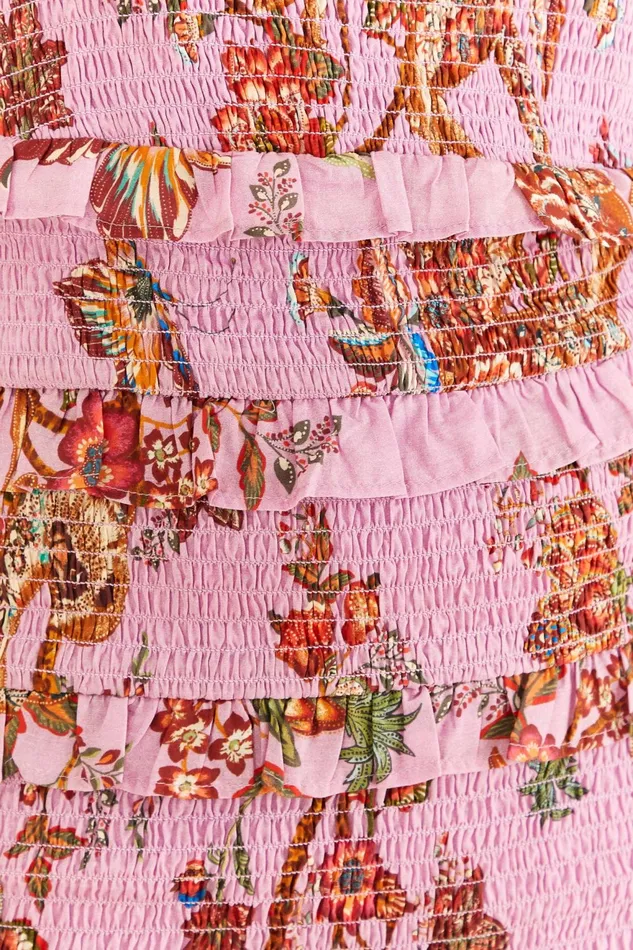 Lilac Floral Monkey Smocked Mini Dress Women Farm Rio Mini Dresses