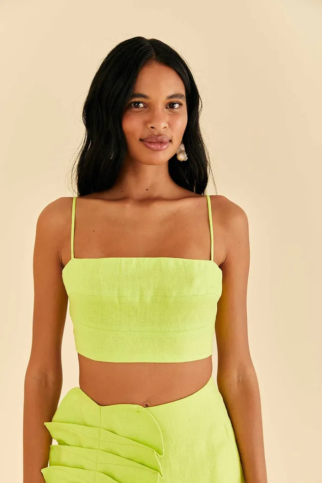 Lime Sleeveless Crop Top Women Farm Rio Crop Tops