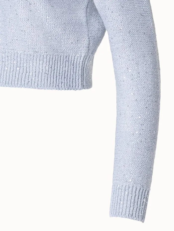 Linen Cotton Blend Cardigan With Sequins Bleached Denim Women Akris Knitwear