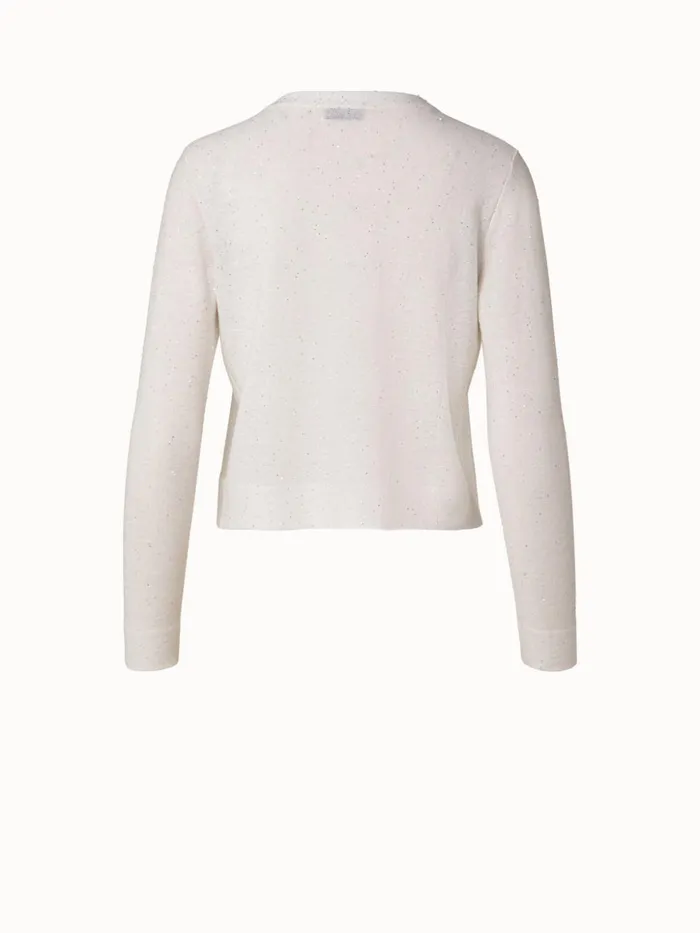 Linen Cotton Fine Sequins Cardigan Ecru Women Akris Knitwear