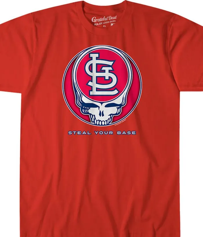 Liquid Blue Athletic TShirt Men St Louis Cardinals Steal Your Base Red Athletic TShirt