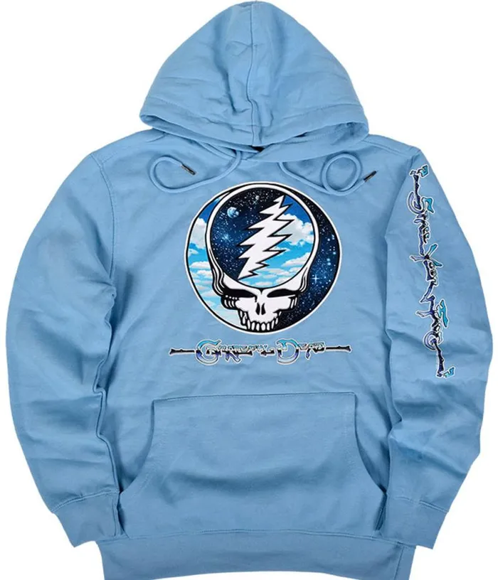 Liquid Blue Hoodie Men Steal Your Sky Space Light Blue Sleeve Printed Hoodie