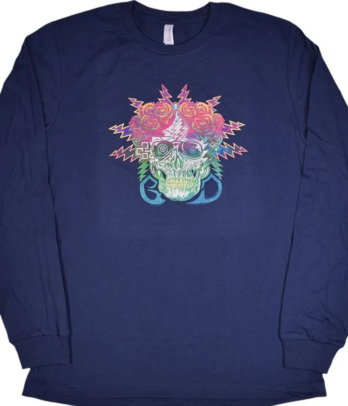Liquid Blue Long Sleeve Men GD Electric Dimensions Navy Long Sleeve TShirt