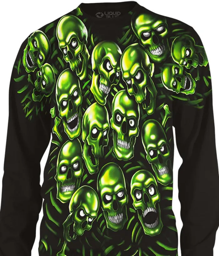 Liquid Blue Long Sleeve Men Skull Pile Black Long Sleeve TShirt