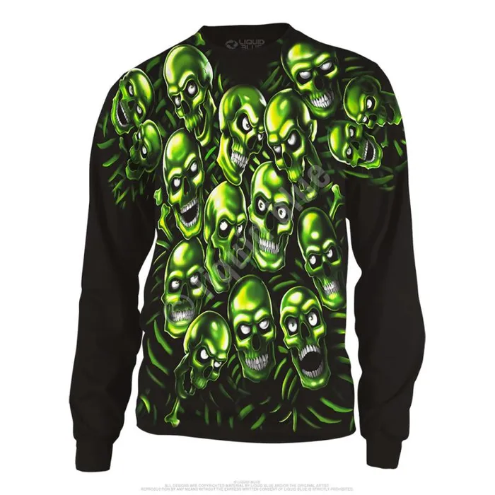 Liquid Blue Long Sleeve Men Skull Pile Black Long Sleeve TShirt