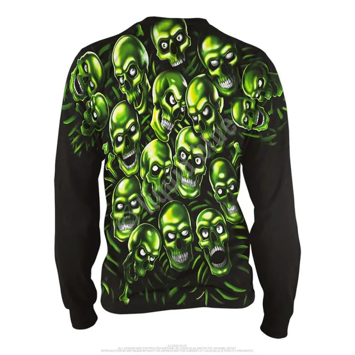 Liquid Blue Long Sleeve Men Skull Pile Black Long Sleeve TShirt