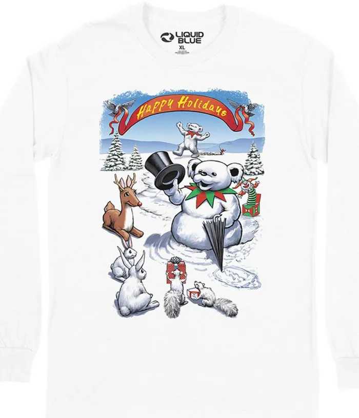 Liquid Blue Long Sleeve Men Snowman Bear Long Sleeve TShirt
