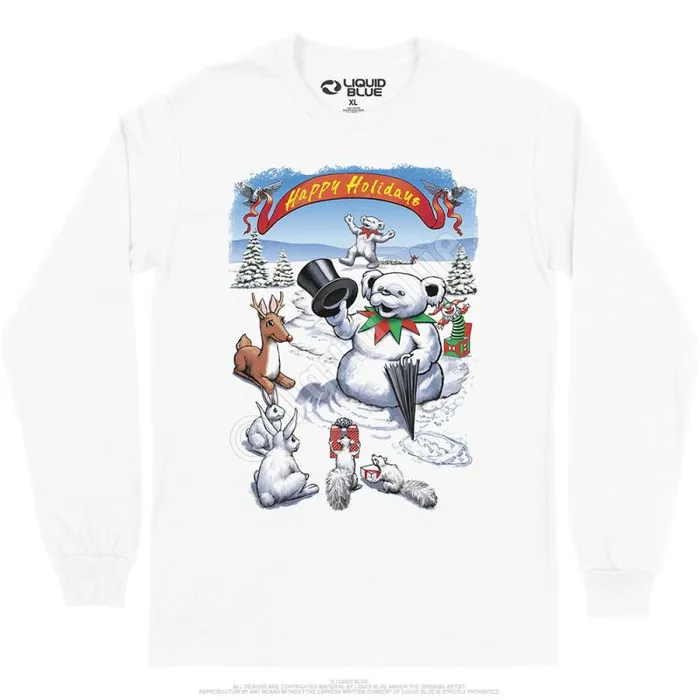 Liquid Blue Long Sleeve Men Snowman Bear Long Sleeve TShirt