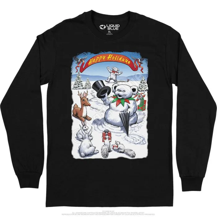 Liquid Blue Long Sleeve Men Snowman Bear Long Sleeve TShirt