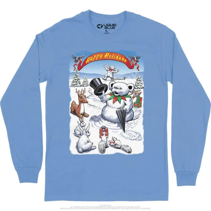 Liquid Blue Long Sleeve Men Snowman Bear Long Sleeve TShirt